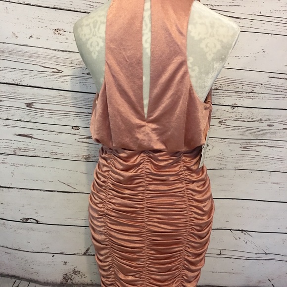 NWT Free People blush Satin Ruched Dress - Picture 2 of 8